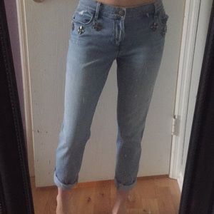 Loft Ann Taylor Boyfriend Jeans with jewel detail